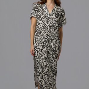 Vestido Bora blanco y negro midi fluido