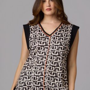 Top Bambú estampado fluido con escote en pico