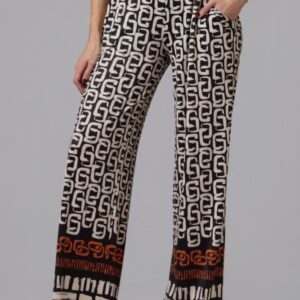 Pantalón Bambú estampado fluido de pierna ancha
