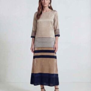Vestido PRUSIA de Parole en tonos beige y azul marino