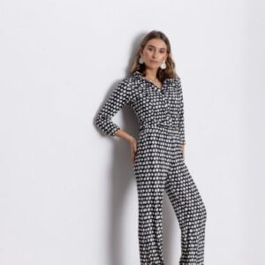 Pantalón de Mujer Estampado Blanco y Negro