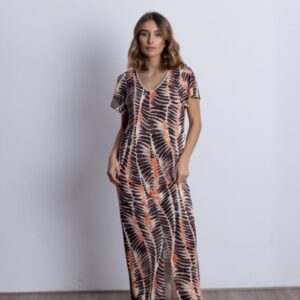 Vestido midi estampado plumas BMB & Co
