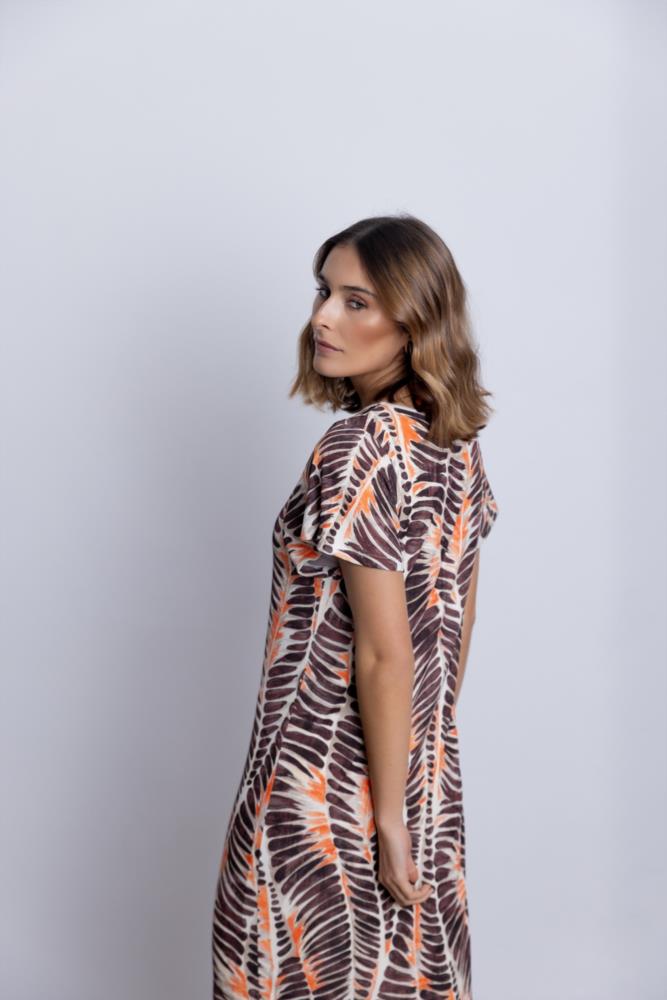 Vestido midi estampado plumas BMB & Co - Imagen 3