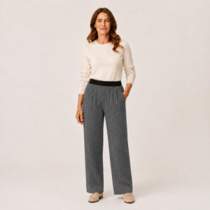 Pantalón ancho de pata de gallo gris Jarman