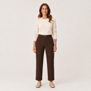 Pantalón piqué marrón de corte recto Jarman