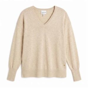 Jersey beige de punto fino Andam con cuello de pico