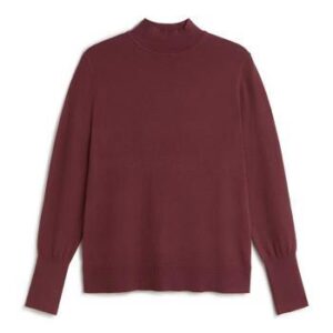 Jersey burdeos de punto fino Andam con cuello alto