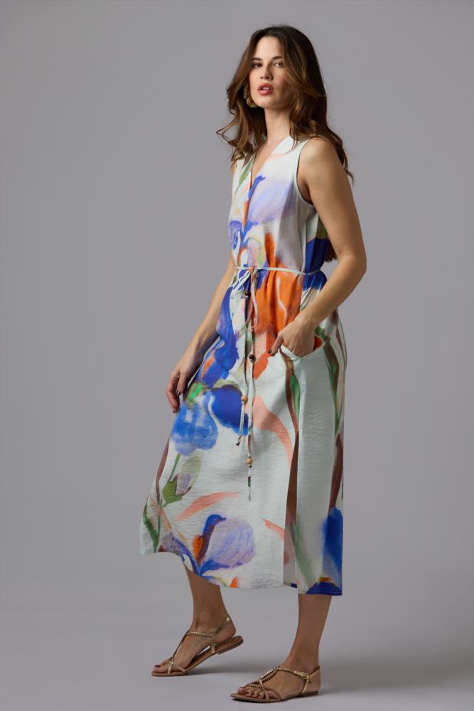 Vestido midi Campo estampado acuarela con abertura lateral - Imagen 2