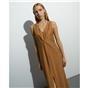 Vestido midi de mujer en tono tierra con escote pico de Andam - Imagen 2
