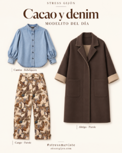 Cómo combinar un pantalón cargo estampado con camisa vaquera