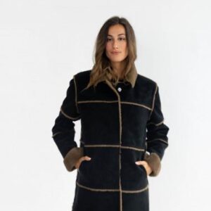 Abrigo negro reversible BMB & Co. con pelo sintético