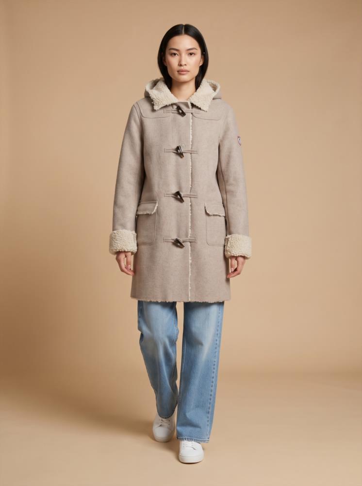 Trenca reversible BMB & Co. en tono topo con capucha