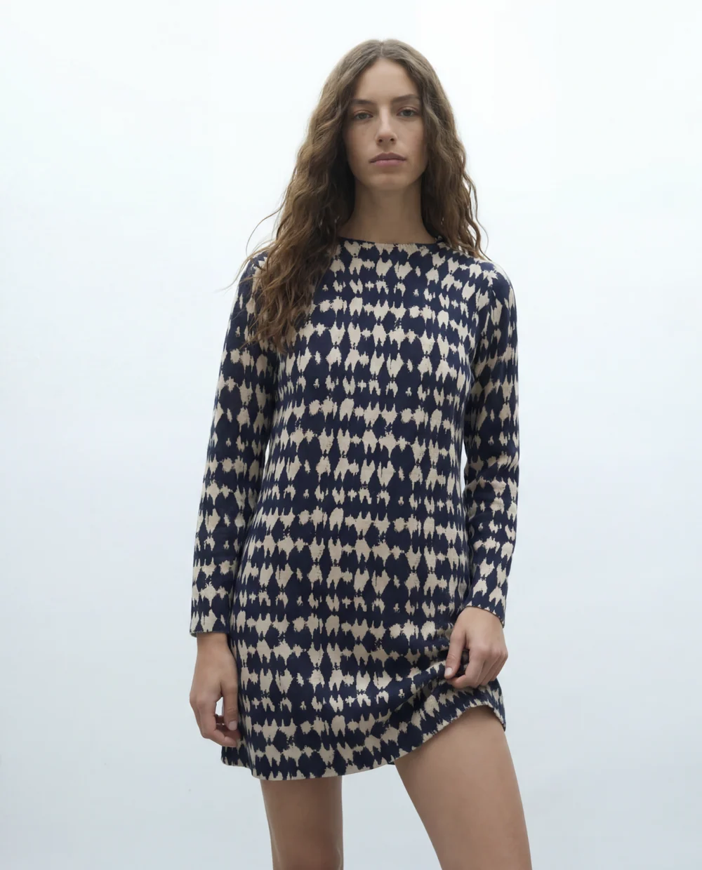 Vestido de punto fino estampado Andam de manga larga - Imagen 2