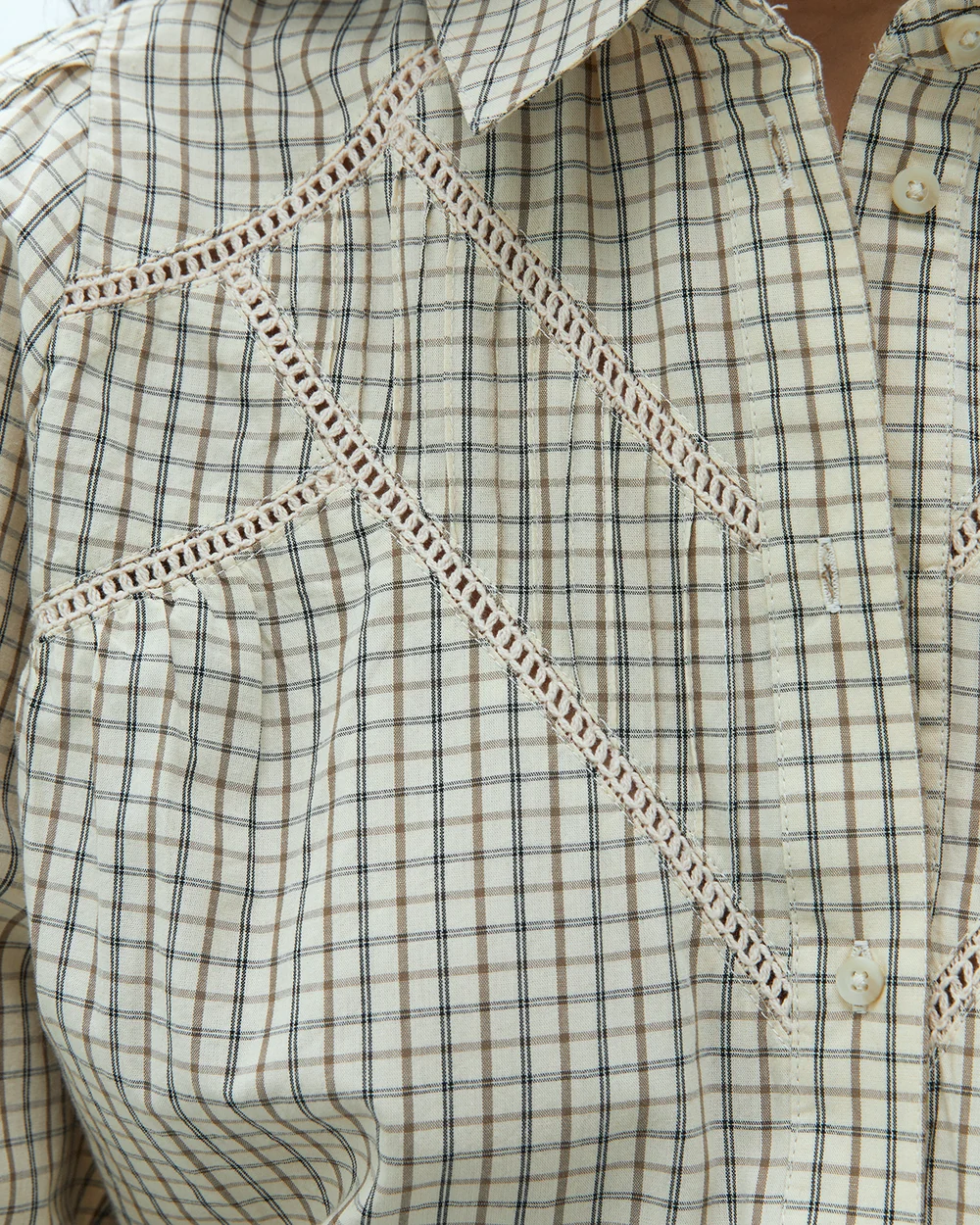 Camisa de cuadros pequeños Andam con detalle delantero - Imagen 4